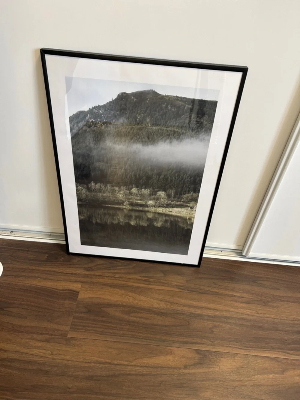 Framed Mountain Lake Landscape Wall Art Print 28” x 20” - Picture 3 of 4